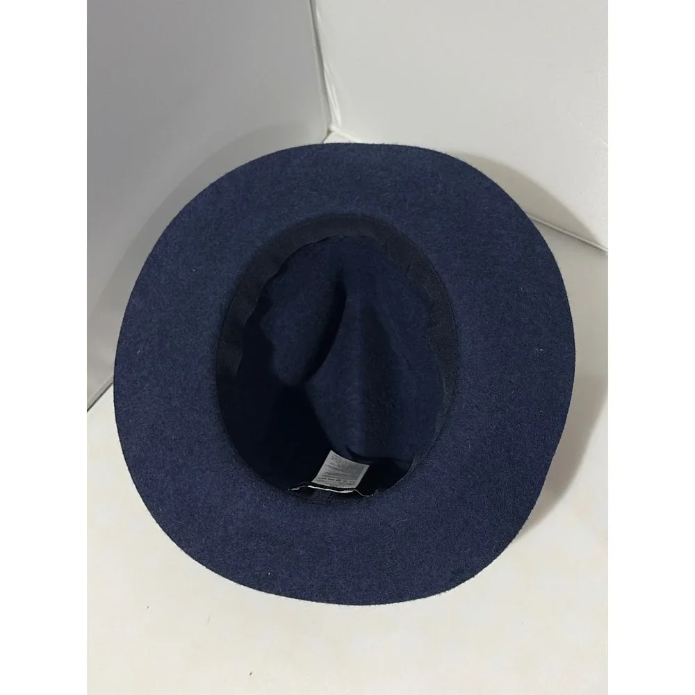 Banana Republic Navy Blue 100% Wool Wide Brim Fedora Hat  L/XL